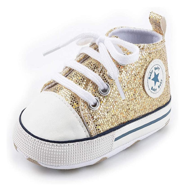 First Walker Casual sequins canvas shoes soft sole prewalker toddler baby Ankle shoes Gold